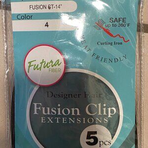 NEW ! NEVER USED!  Futura Fiber 14" Dark Brown clip in Hair Extensions #4